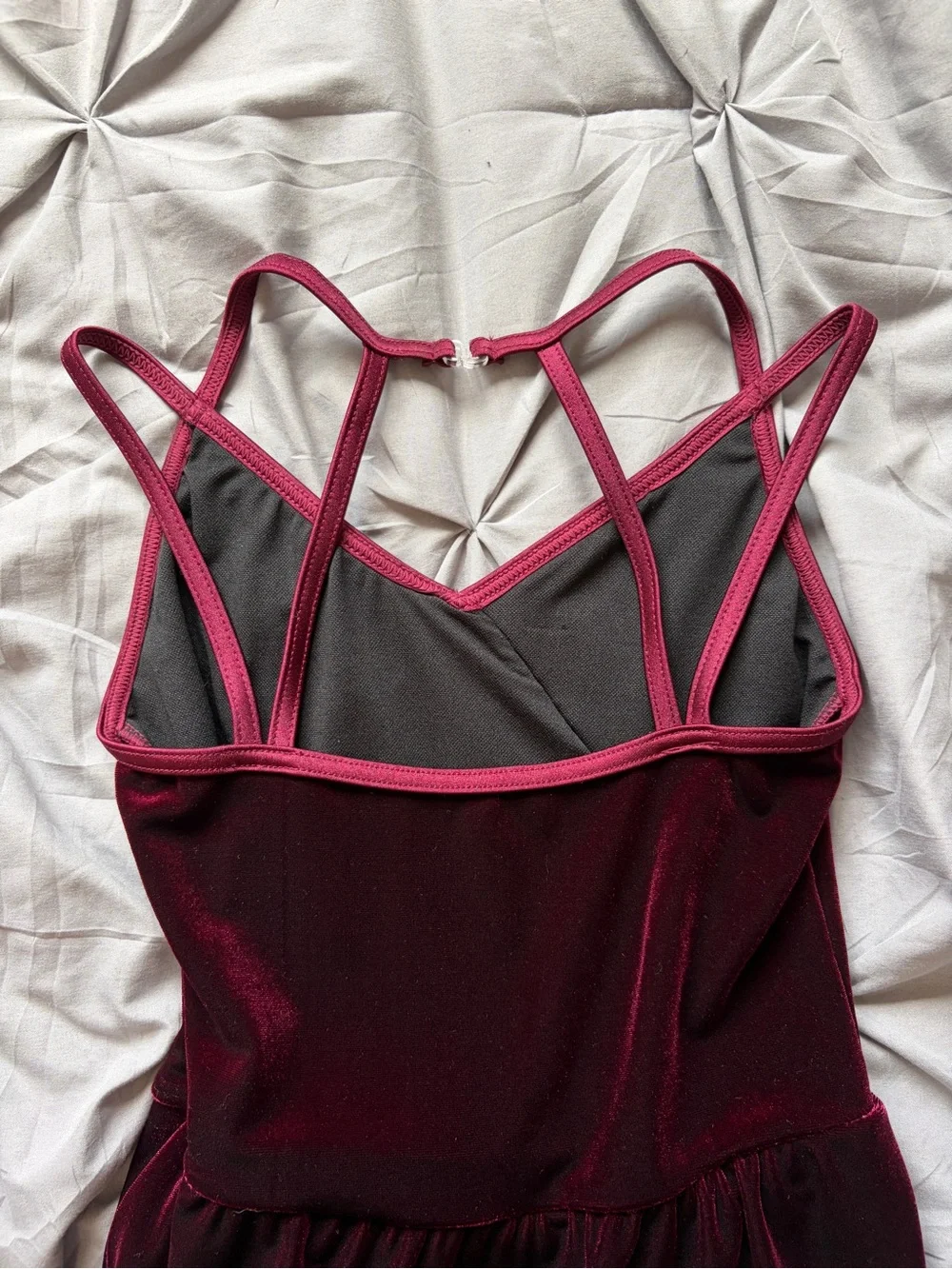 Weissman Burgundy Velvet Multi-Strap Dress